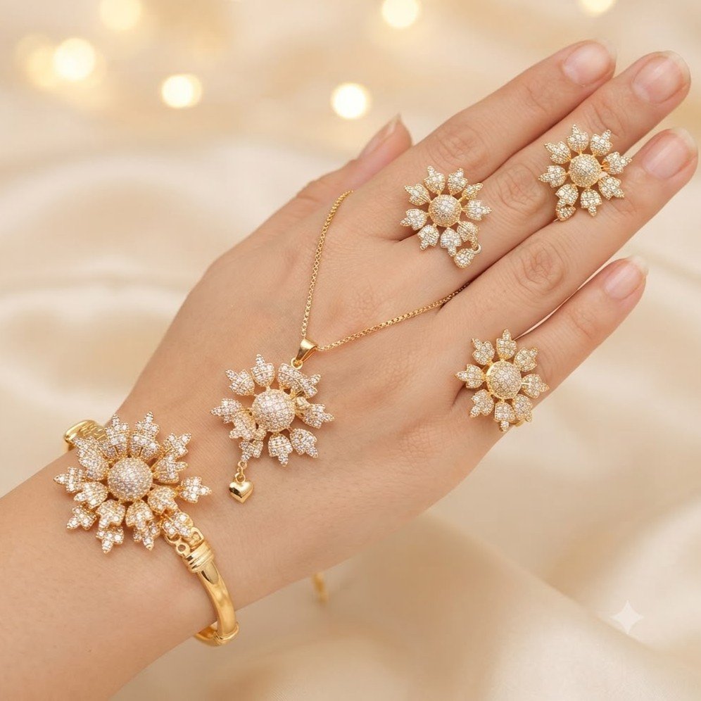 Royal Floral CZ Jewelry Set